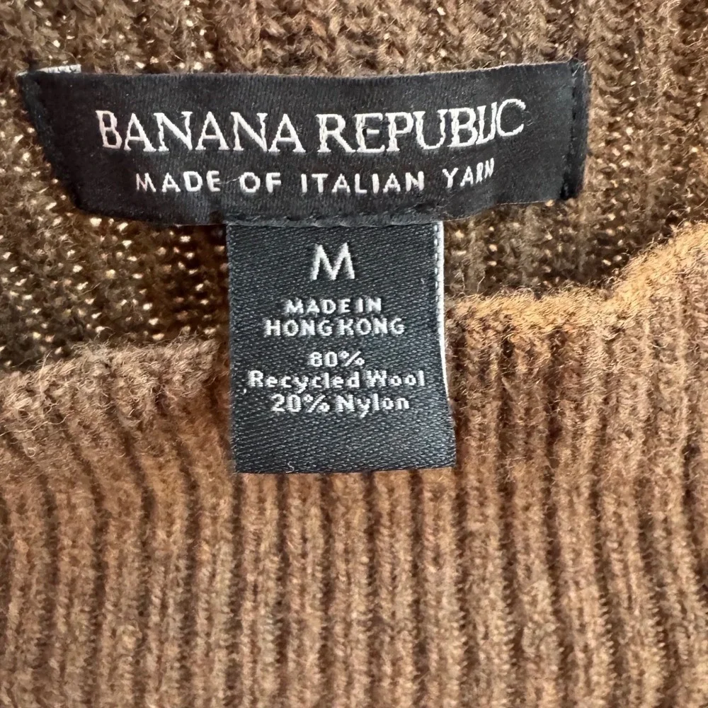Banana Republic Mens Brown Recycled Italian Wool Ribbed Mock Neck Sweater Size M